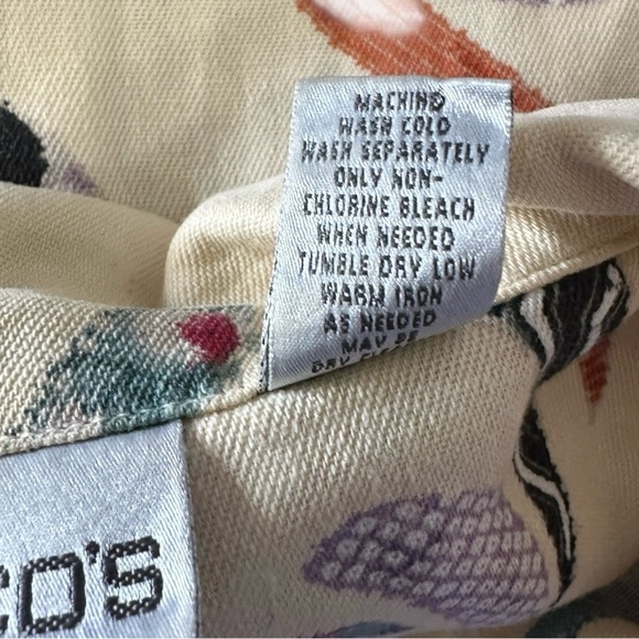 Chico’s Abstract Print Button Front Jacket Linen Cotton Blend Size 2 (L/12) - Picture 8 of 8